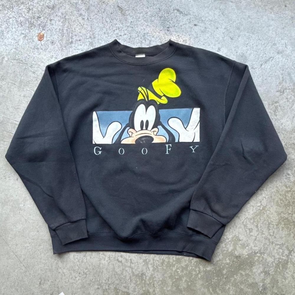 Vintage 90 Disney Goofy Box Logo Grail Cartoon Mickey Mouse Crewneck
